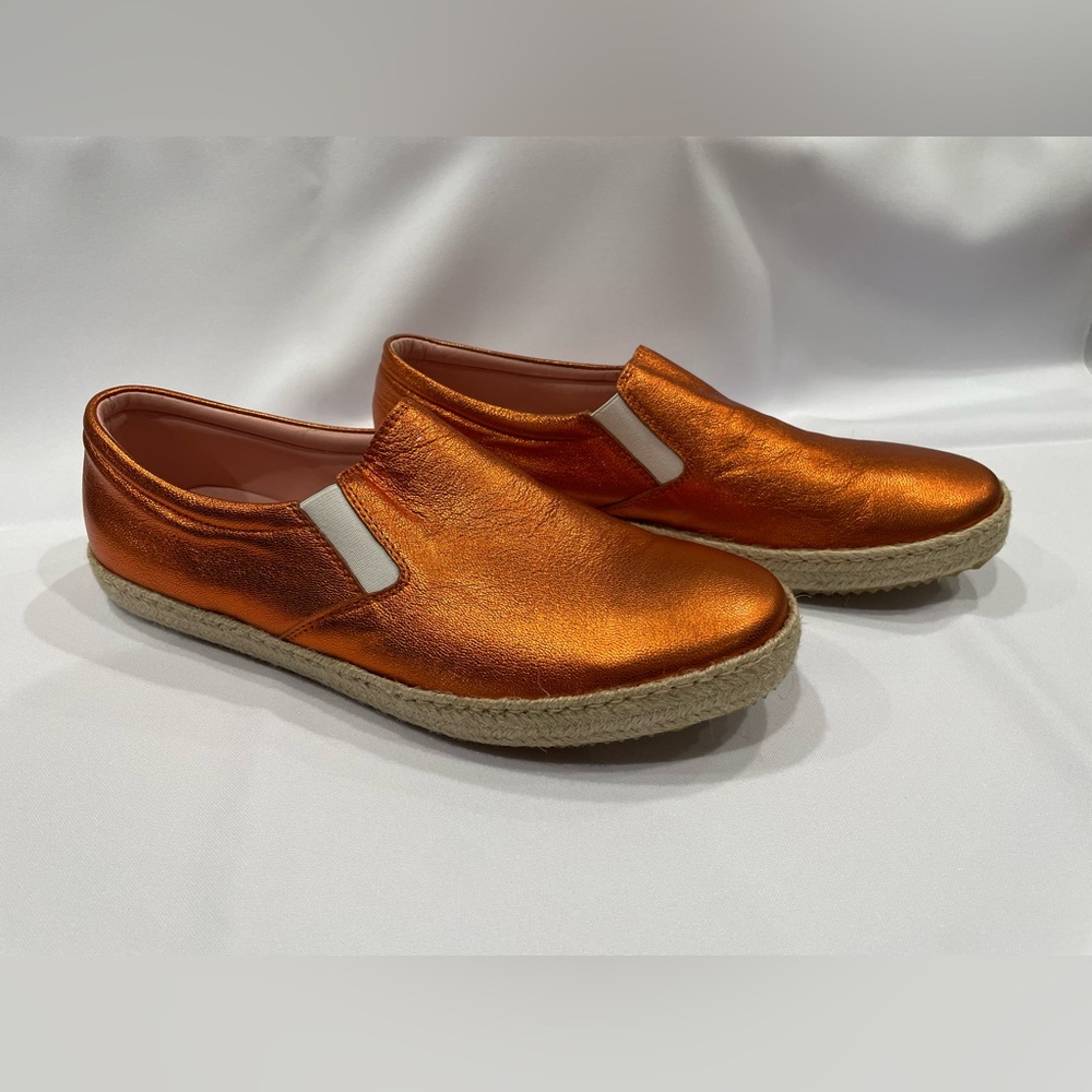 Studio Pollini Metallic Orange Leather Slip-On espadrilles 40
